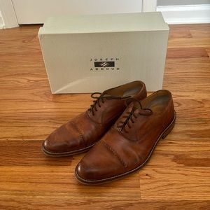 Mens Joseph Abboud Leather Essex Cap Oxfords sz11D - Jos A. Bank Dark Tan